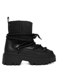 TOMMY HILFIGER - Tommy Hilfiger Śniegowce Real Shearling Laceup Snowboot FW0FW08996 Czarny. Kolor: czarny. Materiał: zamsz, skóra
