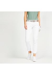 INESIS - Spodnie do golfa MW500 damskie. Kolor: biały. Materiał: elastan, bawełna, materiał, poliester. Sport: golf