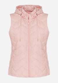 Born2be - Różowa Kamizelka Pikowana z Odpinanym Kapturem Ariluna. Okazja: na co dzień. Kolor: różowy. Materiał: jeans. Styl: casual, sportowy, elegancki #7