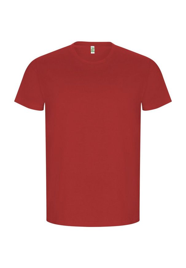 ROLY - Męska Złota Gładka Koszulka Z Krótkim Rękawem. Kolor: czerwony. Długość rękawa: krótki rękaw. Długość: krótkie. Wzór: gładki. Sport: turystyka piesza