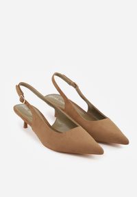 Renee - Zielone Sandały Slingback na Szpilce Kaczuszce Vetilia. Okazja: na co dzień. Zapięcie: sprzączka. Kolor: zielony. Materiał: jeans. Sezon: wiosna. Obcas: na szpilce. Styl: casual, elegancki, klasyczny #6