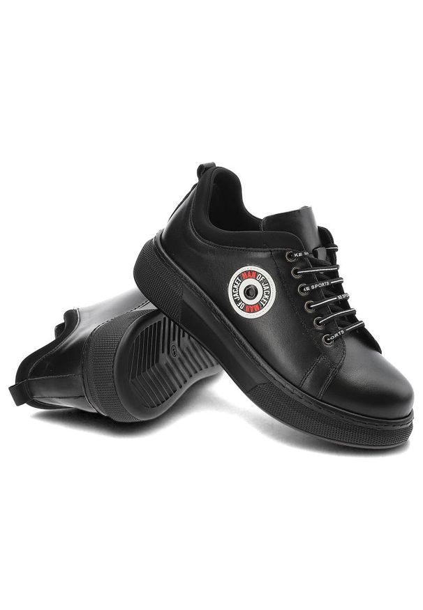 Czarne Sneakersy Ravini Modne Skórzane Buty Damskie. Okazja: na uczelnię. Kolor: czarny. Materiał: skóra. Szerokość cholewki: normalna. Sezon: wiosna. Sport: turystyka piesza