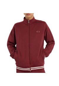 Bluza męska New Balance MJ53502MHB - bordowa. Okazja: na co dzień. Kolor: czerwony. Materiał: tkanina, materiał, poliester, skóra. Wzór: aplikacja. Styl: casual, sportowy #1