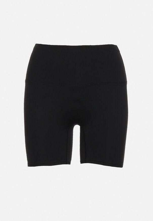 Born2be - Czarne Szorty Kolarki przed Kolano w Sportowym Stylu z Efektem Push Up Vesna. Okazja: na co dzień. Kolor: czarny. Wzór: aplikacja, bez wzorów. Styl: sportowy