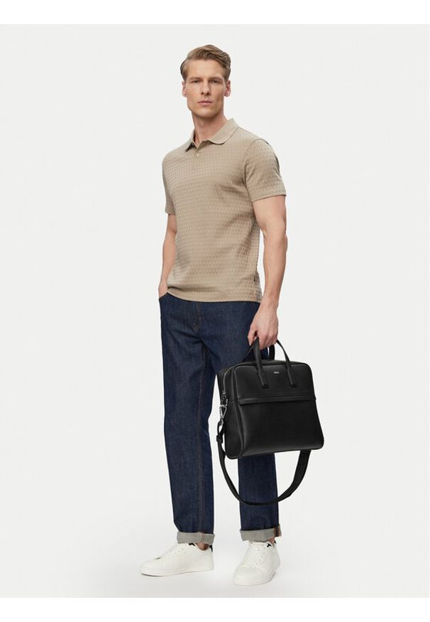 BOSS Torba na laptopa 50483563 Czarny. Kolor: czarny. Materiał: skóra
