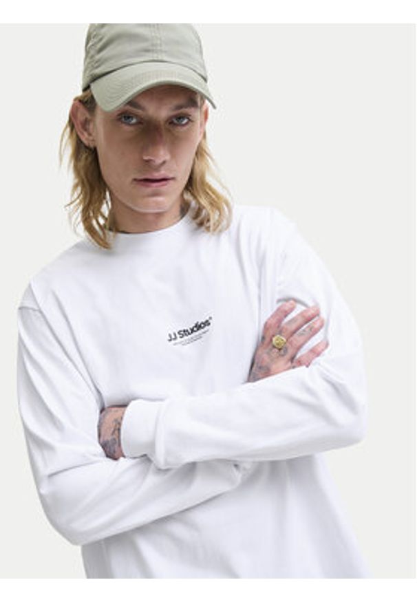 Jack & Jones Longsleeve Soho 12278788 Biały Relaxed Fit. Kolor: biały. Materiał: bawełna. Długość rękawa: długi rękaw