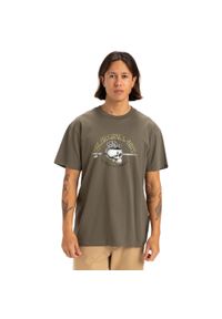 Quiksilver - Koszulka z krótkim rękawem dla Mężczyzn SKULL LINES Brązowy. Kolor: zielony. Materiał: jersey, bawełna. Długość rękawa: krótki rękaw. Długość: krótkie. Wzór: nadruk