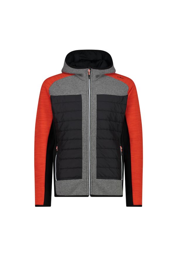 Kurtka polarowa z kapturem hybrydowa CMP. Typ kołnierza: kaptur. Kolor: żółty, czarny, wielokolorowy, pomarańczowy. Materiał: polar. Sezon: zima. Sport: narciarstwo