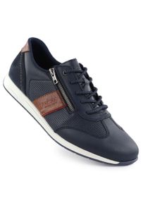 Skórzane komfortowe półbuty męskie granatowe Rieker 11927-14. Kolor: niebieski. Materiał: skóra #1