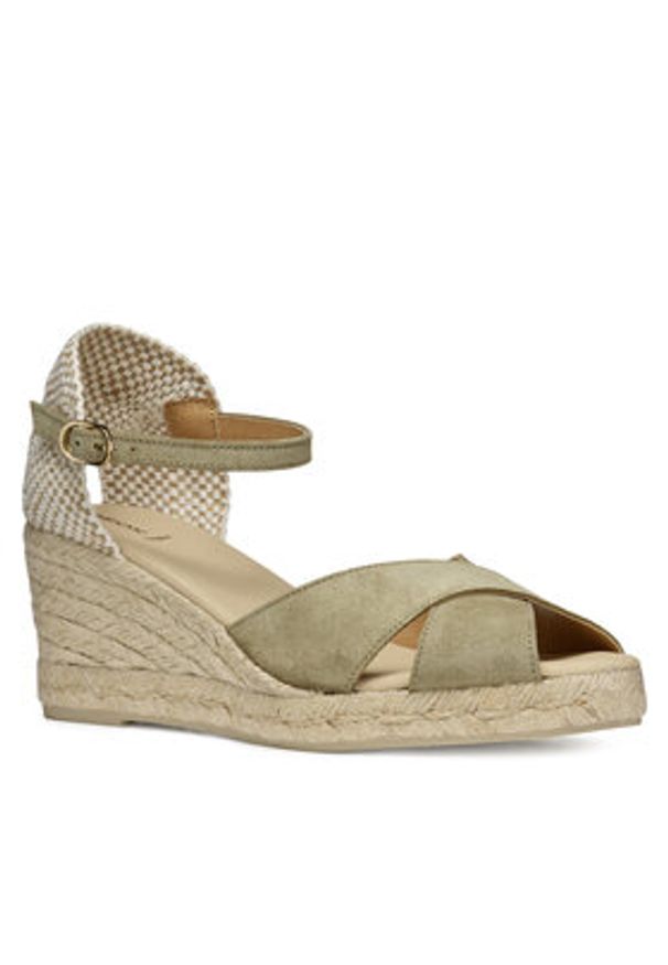 Geox Espadryle D Gelsa Low D45NGA 00022 C3704 Khaki. Kolor: brązowy. Materiał: zamsz, skóra