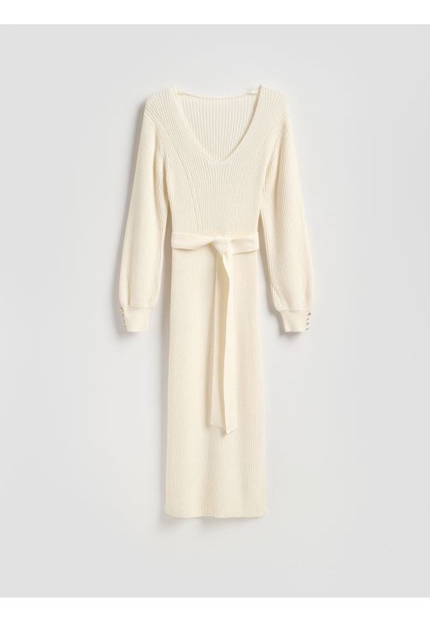 Reserved - Sukienka z wełną - złamana biel. Materiał: wełna