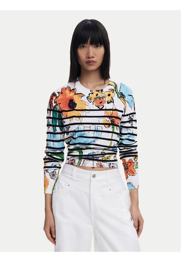 Desigual Sweter 25SWJF21 Kolorowy Regular Fit. Materiał: syntetyk. Wzór: kolorowy