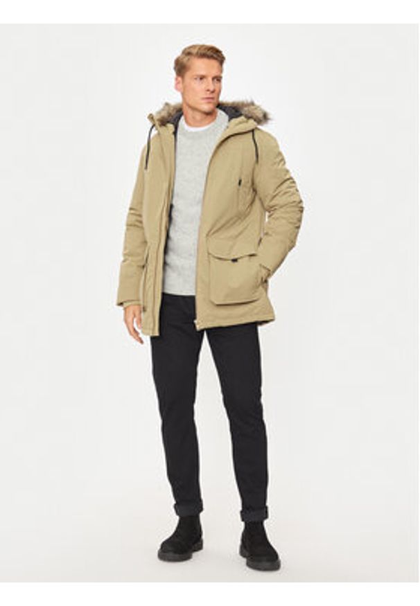 Jack & Jones - Jack&Jones Parka Construct 12258406 Beżowy Regular Fit. Kolor: beżowy. Materiał: syntetyk