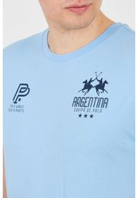 La Martina - LA MARTINA Błękitny męski t-shirt Jersey, Rozmiar M. Kolor: niebieski. Materiał: jersey #7
