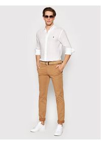 Polo Ralph Lauren Koszula 710829443002 Biały Slim Fit. Typ kołnierza: polo. Kolor: biały. Materiał: len