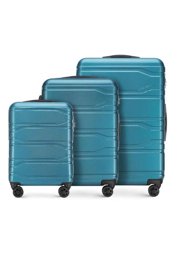 Wittchen - Zestaw walizek z polikarbonu tłoczonych. Kolor: niebieski. Materiał: guma