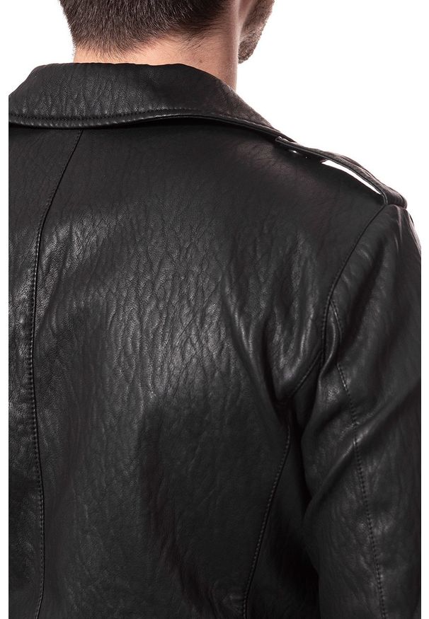 Wrangler - KURTKA SKÓRZANA WRANGLER PU LEATHER JACKET BLACK W4744VI01 112129037. Okazja: na co dzień. Materiał: jeans, skóra ekologiczna. Styl: casual