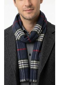 V. Fraas - Szalik Miękki, Granatowy w Kratkę, Firmy V.Fraas -Cashmink- Elegancki, Męski. Kolor: niebieski. Materiał: syntetyk, materiał, wełna, poliakryl, tkanina, poliester, bawełna. Wzór: kratka. Sezon: lato. Styl: elegancki #4