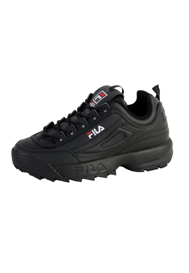 Buty do chodzenia męskie Fila Disruptor Low. Zapięcie: sznurówki. Kolor: czarny. Materiał: materiał, syntetyk, tkanina. Szerokość cholewki: normalna. Sport: turystyka piesza