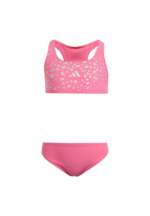 Adidas - Zestaw brokatowego bikini dla dzieci. Kolor: różowy. Wzór: nadruk