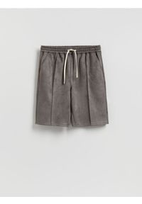 Reserved - Szorty z imitacji zamszu - ciemnoszary. Kolor: szary. Materiał: zamsz #1
