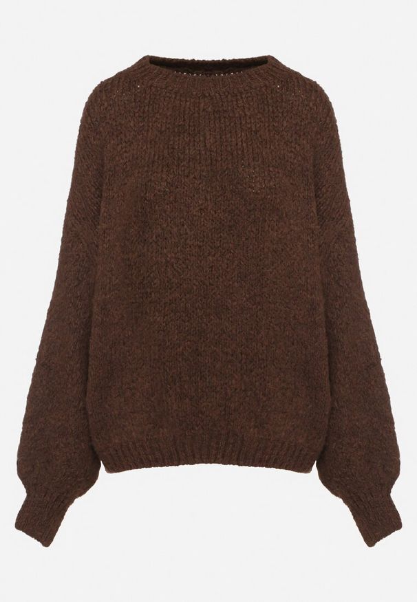 Born2be - Brązowy Sweter o Klasycznym Prostym Kroju z Domieszką Wełny i Wiskozy Sezisya. Okazja: na co dzień. Kolor: brązowy. Materiał: wiskoza, wełna. Długość rękawa: długi rękaw. Długość: długie. Wzór: aplikacja. Sezon: zima, jesień. Styl: klasyczny