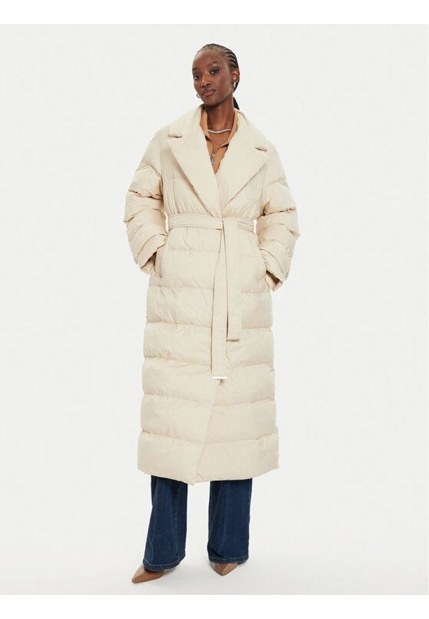 Pinko - PINKO Płaszcz zimowy Taccuino 103829 A0L5 Écru Regular Fit. Materiał: syntetyk. Sezon: zima