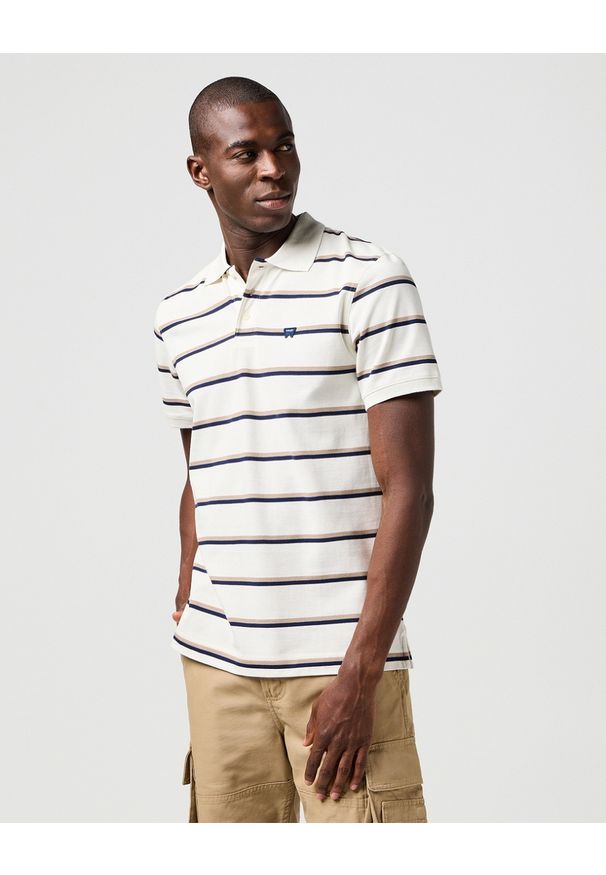 Wrangler - MESKA KOSZULKA WRANGLER STRIPE POLO SHIRT WHITE 112362828. Typ kołnierza: polo