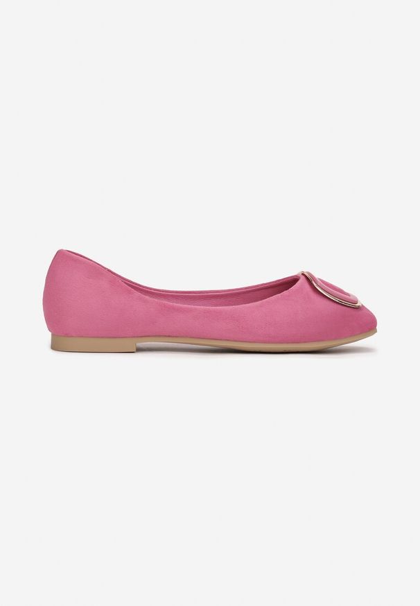 Born2be - Różowe Balerinki z Kwadratowym Noskiem Nema. Okazja: na co dzień. Kolor: różowy. Materiał: len, jeans. Styl: wizytowy, klasyczny, casual