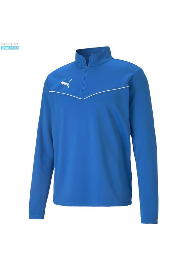 Bluza piłkarska męska Puma teamRISE 1 4 Zip Top. Kolor: biały, wielokolorowy, niebieski. Materiał: poliester. Sport: piłka nożna