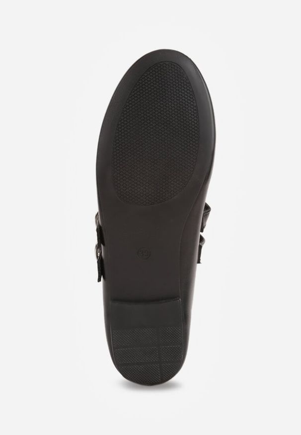 Renee - Czarne Balerinki Vices w Rockowym Stylu z Paskami i Sprzączkami Kikirae. Okazja: na co dzień. Zapięcie: pasek. Kolor: czarny. Materiał: jeans, skóra. Wzór: aplikacja. Styl: rockowy