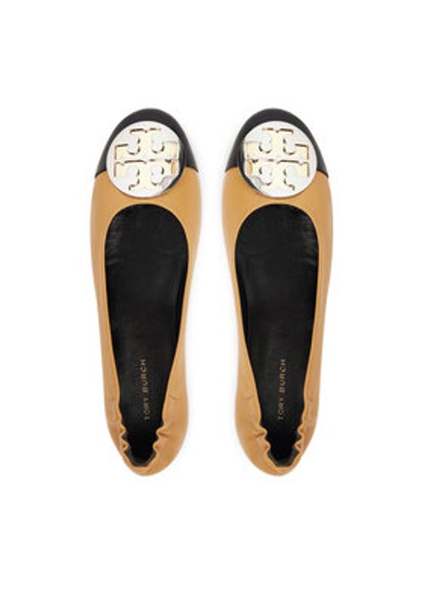 Tory Burch Baleriny Claire Cap-Toe Ballet 156309 Beżowy. Kolor: beżowy. Materiał: skóra