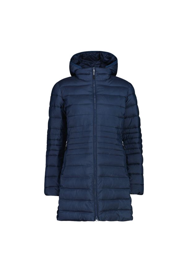 Długa kurtka puchowa z kapturem na zamek Sorona Aura damska CMP. Typ kołnierza: kaptur. Kolor: niebieski. Materiał: puch. Długość: długie. Sezon: zima