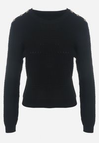 Born2be - Czarny Klasyczny Sweter z Napami Tavai. Kolor: czarny. Długość rękawa: długi rękaw. Długość: długie. Styl: klasyczny #7