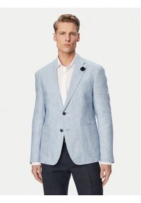 JOOP! Marynarka Hoverest 30102592 Niebieski jasny Slim Fit. Kolor: niebieski. Materiał: len #1