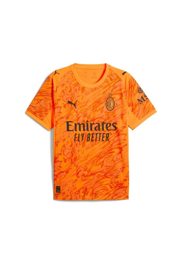 Puma - Męska koszulka bramkarska AC Milan 25/26 PUMA Heat Fire Black Orange. Kolor: żółty, wielokolorowy, pomarańczowy, czarny. Materiał: tkanina
