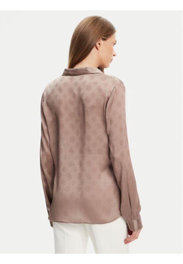 Guess Koszula W5YH1A WHCR2 Beżowy Regular Fit. Kolor: beżowy. Materiał: syntetyk