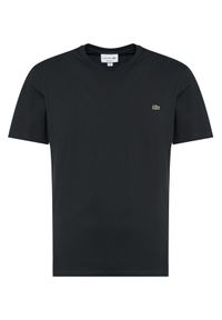 Lacoste T-Shirt TH2036 Czarny Regular Fit. Kolor: czarny. Materiał: bawełna