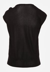 Born2be - Czarna Dzianinowa Bluzka z Wiskozy Bez Rękawów z Biżuteryjną Aplikacją Orinera. Okazja: na co dzień, na spotkanie biznesowe, do pracy. Kolor: czarny. Materiał: dzianina, wiskoza. Długość rękawa: bez rękawów. Wzór: aplikacja. Styl: casual, biznesowy #5