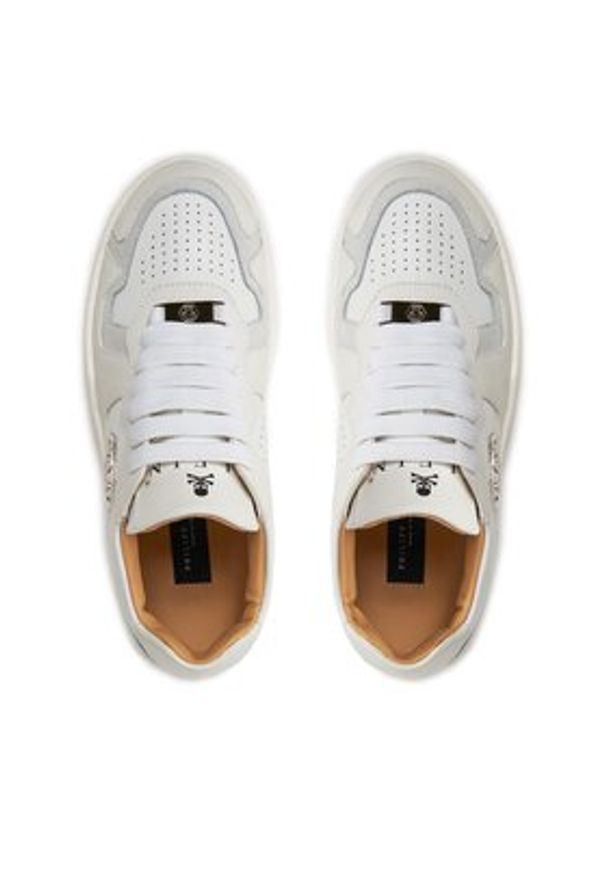 Philipp Plein - PHILIPP PLEIN Sneakersy Mix Leather Lo Top Sneakers SADS USC0545 PLE010N 01 Biały. Kolor: biały. Materiał: skóra