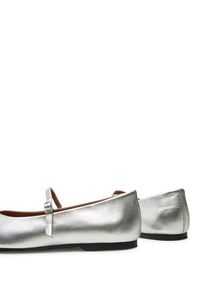Calvin Klein Baleriny Mary Jane Ballerina - Met HW0HW02269 Srebrny. Kolor: srebrny. Materiał: skóra