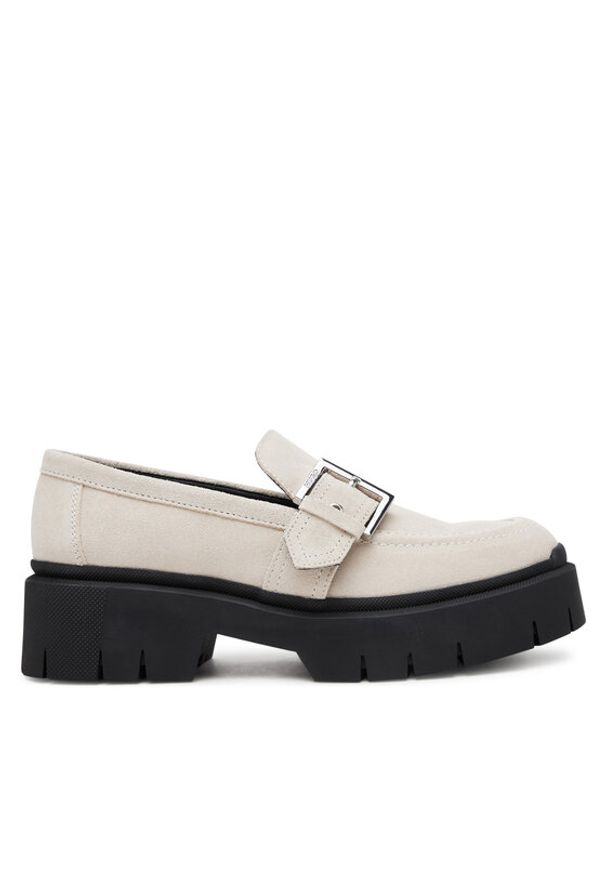 Hugo - HUGO Loafersy 50541731 Écru. Materiał: skóra, zamsz