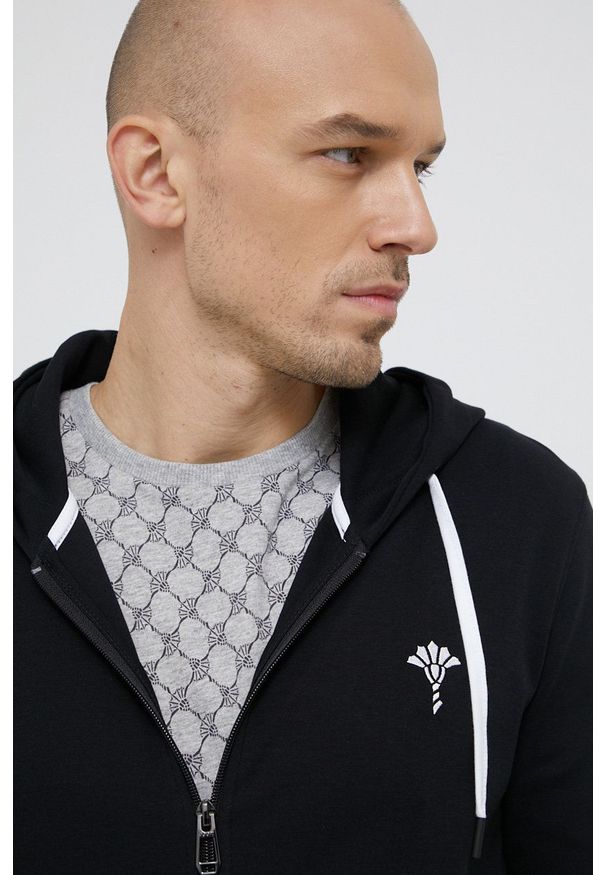 JOOP! - Joop! Bluza męska kolor czarny gładka. Okazja: na co dzień. Typ kołnierza: kaptur. Kolor: czarny. Materiał: bawełna, dzianina. Długość rękawa: długi rękaw. Długość: długie. Wzór: gładki. Styl: casual