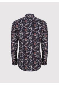 Pako Lorente - PAKO LORENTE – Granatowa koszula w kwiaty. Typ kołnierza: kołnierzyk klasyczny. Kolor: niebieski. Materiał: bawełna, elastan. Długość rękawa: długi rękaw. Długość: długie. Wzór: kwiaty. Styl: klasyczny #4