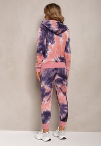 Renee - Różowo-Fioletowy Ocieplony Komplet Dresowy Tie-Dye z Bluzą z Kapturem i Spodniami Joggerami Tellervo. Kolor: różowy. Materiał: dresówka #5