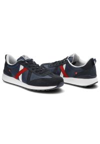 Granatowe Sneakersy Rieker Wygodne Buty Męskie. Okazja: na co dzień. Kolor: niebieski. Materiał: zamsz, materiał, tkanina. Szerokość cholewki: normalna #5