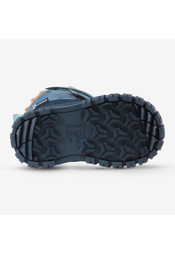 LUGIK - Buty zimowe śniegowce dla dzieci Wedze 900 Warm. Zapięcie: rzepy. Kolor: niebieski, szary, wielokolorowy. Materiał: tkanina, syntetyk, wełna. Szerokość cholewki: normalna. Wzór: kolorowy. Sezon: zima. Sport: turystyka piesza