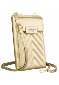 4U CAVALDI - Listonoszka portfel 4U Cavaldi M-10 złota. Kolor: złoty. Materiał: pikowane. Styl: elegancki