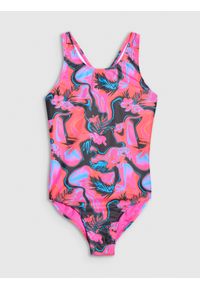 4f - 4F Kostium kąpielowy jednoczęściowy dziewczęcy - multikolor 146/152 (10-12 lat). Kolor: wielokolorowy. Materiał: włókno, materiał, elastan, syntetyk #1