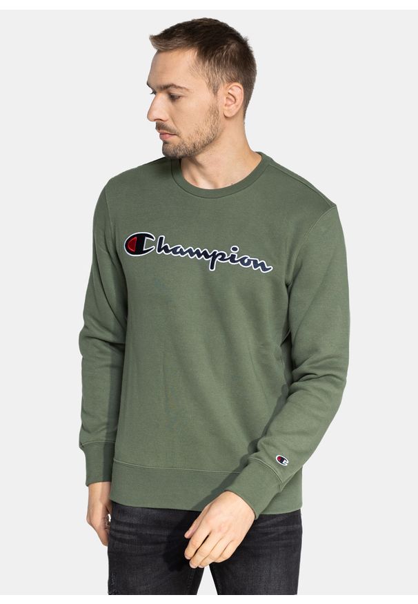 Bluza męska Champion Organic Cotton Blend Script Logo (216471-GS538). Kolor: zielony. Materiał: materiał. Styl: elegancki, sportowy